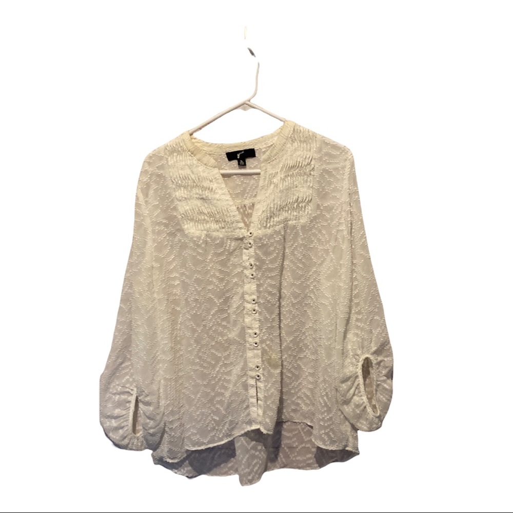 💜💜 GNW SemiSheer White ButtonUp Ladies Top Size XL